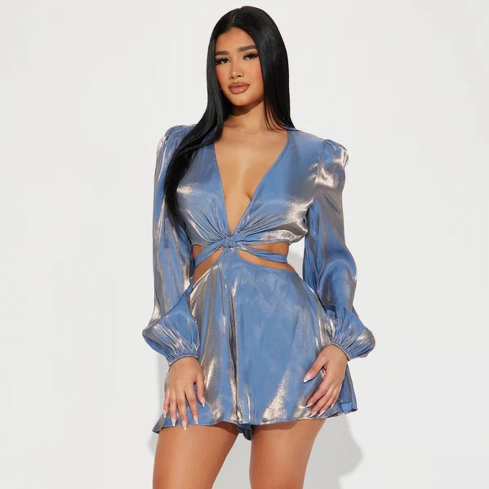 Fashion Nova Blue Romper